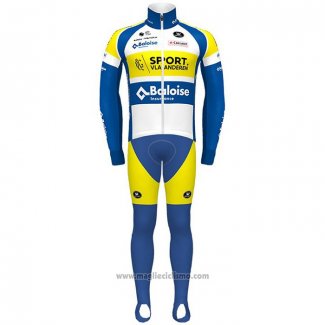 2021 Abbigliamento Ciclismo Sport Vlaanderen Baloise Blu Giallo Manica Lunga e Salopette