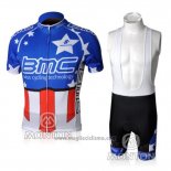 2010 Abbigliamento Ciclismo BMC Campione Stati Uniti Blu Manica Corta e Salopette