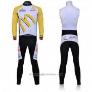 2011 Abbigliamento Ciclismo McDonalds Bianco e Giallo Manica Lunga e Salopette