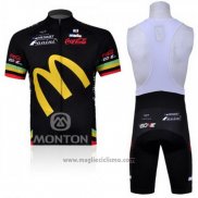 2011 Abbigliamento Ciclismo McDonalds Nero e Giallo Manica Corta e Salopette