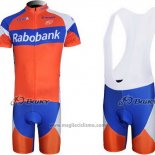 2011 Abbigliamento Ciclismo Rabobank Blu e Arancione Manica Corta e Salopette