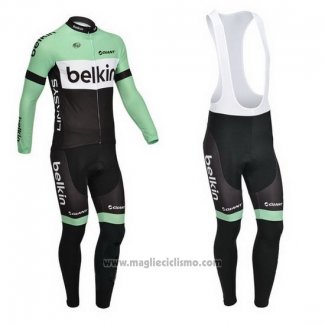 2013 Abbigliamento Ciclismo Belkin Nero e Verde Manica Lunga e Salopette