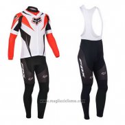 2013 Abbigliamento Ciclismo Fox Bianco e Rosso Manica Lunga e Salopette