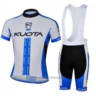 2013 Abbigliamento Ciclismo Kuota Bianco e Celeste Manica Corta e Salopette