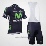 2013 Abbigliamento Ciclismo Movistar Nero Manica Corta e Salopette