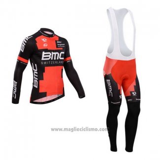 2014 Abbigliamento Ciclismo BMC Nero e Rosso Manica Lunga e Salopette