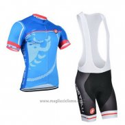 2014 Abbigliamento Ciclismo Castelli Celeste Manica Corta e Salopette