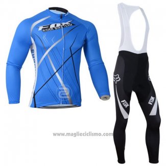 2014 Abbigliamento Ciclismo Fox Celeste Manica Lunga e Salopette