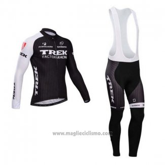 2014 Abbigliamento Ciclismo Trek Factory Racing Nero e Bianco Manica Lunga e Salopette