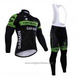 2015 Abbigliamento Ciclismo Cannondale Verde e Nero Manica Lunga e Salopette