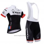 2015 Abbigliamento Ciclismo Trek Factory Racing Factory Racing Bianco e Nero Manica Corta e Salopette