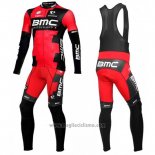 2016 Abbigliamento Ciclismo BMC Nero e Rosso Manica Lunga e Salopette
