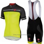 2016 Abbigliamento Ciclismo Castelli Giallo e Grigio Manica Corta e Salopette