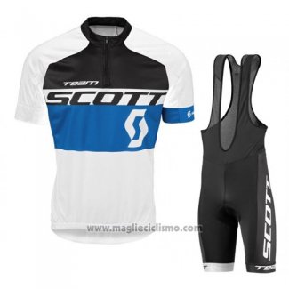 2016 Abbigliamento Ciclismo Scott Bianco e Blu Manica Corta e Salopette