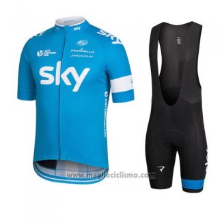 2016 Abbigliamento Ciclismo Sky Celeste e Bianco Manica Corta e Salopette