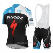 2016 Abbigliamento Ciclismo Specialized Celeste e Nero Manica Corta e Salopette