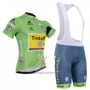 2016 Abbigliamento Ciclismo Tinkoff Lider Verde e Nero Manica Corta e Salopette