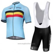 2017 Abbigliamento Ciclismo Belgio Celeste Manica Corta e Salopette