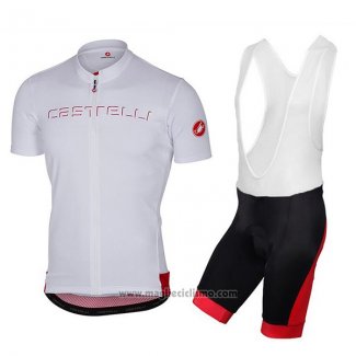 2017 Abbigliamento Ciclismo Castelli Bianco Manica Corta e Salopette