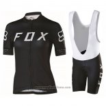 2017 Abbigliamento Ciclismo Donne Fox Nero Manica Corta e Salopette