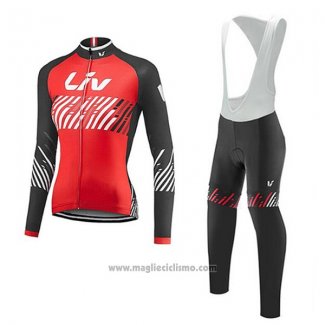 2017 Abbigliamento Ciclismo Liv Rosso Manica Lunga e Salopette