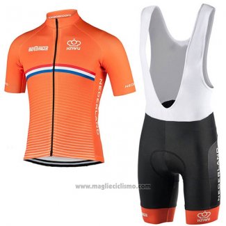 2017 Abbigliamento Ciclismo Paesi Bassi Arancione Manica Corta e Salopette