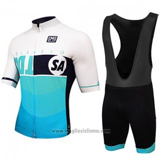 2017 Abbigliamento Ciclismo Santini Celeste Manica Corta e Salopette