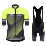 2017 Abbigliamento Ciclismo Santini Tono Verde e Nero Manica Corta e Salopette