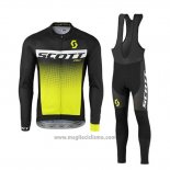 2017 Abbigliamento Ciclismo Scott Giallo e Nero(2) Manica Lunga e Salopette