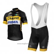 2017 Abbigliamento Ciclismo Telenet Fidea Lions Nero Manica Corta e Salopette