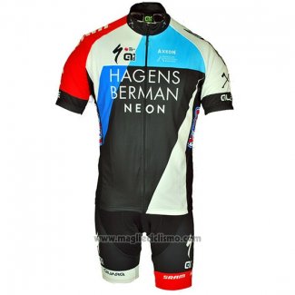 2018 Abbigliamento Ciclismo Axeon Hagens Berman Blu Nero Manica Corta e Salopette