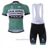 2018 Abbigliamento Ciclismo Caja Rural Verde Bianco Manica Corta e Salopette