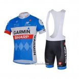 2018 Abbigliamento Ciclismo Garmin Sharp Blu Manica Corta e Salopette