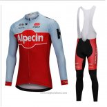 2018 Abbigliamento Ciclismo Katusha Alpecin Rosso Manica Lunga e Salopette