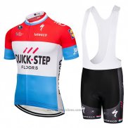 2018 Abbigliamento Ciclismo Quick Step Floors Rosso Bianco Blu Manica Corta e Salopette