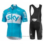 2018 Abbigliamento Ciclismo Sky Blu Bianco Manica Corta e Salopette