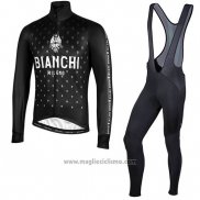 2019 Abbigliamento Ciclismo Bianchi Milano FT Nero Bianco Manica Lunga e Salopette