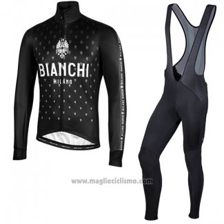 2019 Abbigliamento Ciclismo Bianchi Milano FT Nero Bianco Manica Lunga e Salopette