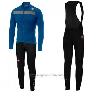 2019 Abbigliamento Ciclismo Castelli Puro 3 Blu Nero Manica Lunga e Salopette