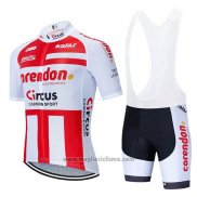 2019 Abbigliamento Ciclismo Corendon Circo Rosso Bianco Manica Corta e Salopette