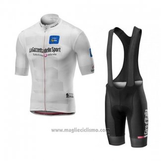 2019 Abbigliamento Ciclismo Giro d'Italia Bianco Manica Corta e Salopette