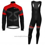 2019 Abbigliamento Ciclismo Nalini Nero Rosso Manica Lunga e Salopette