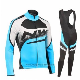 2019 Abbigliamento Ciclismo Northwave Blu Nero Bianco Manica Lunga e Salopette