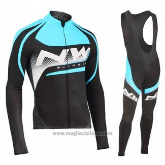 2019 Abbigliamento Ciclismo Northwave Celeste Bianco Nero Manica Lunga e Salopette