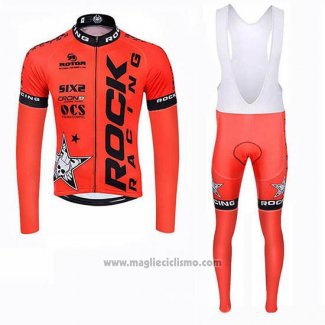 2019 Abbigliamento Ciclismo Rock Racing SIDI Arancione Manica Lunga e Salopette