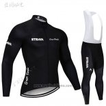 2019 Abbigliamento Ciclismo STRAVA Nero Manica Lunga e Salopette