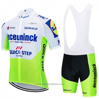 2020 Abbigliamento Ciclismo Deceuninck Quick Step Bianco Verde Manica Corta e Salopette