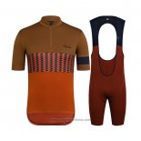 2021 Abbigliamento Ciclismo Rapha Marrone Arancione Manica Corta e Salopette