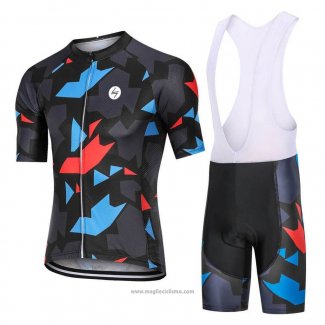 2021 Abbigliamento Ciclismo Steep Nero Rosso Blu Manica Corta e Salopette