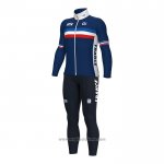 2022 Abbigliamento Ciclismo Francia Blu Manica Lunga e Salopette